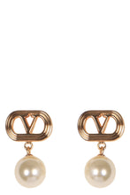 Load image into Gallery viewer, Oval-shaped earrings in metal and Swarovski pearls
