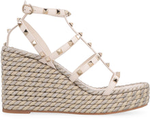 Load image into Gallery viewer, Valentino Garavani - Rockstud leather wedge sandals
