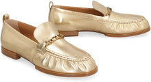 Load image into Gallery viewer, Metallic leather loafers
