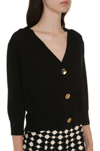 Load image into Gallery viewer, Cropped-length knitted cardigan
