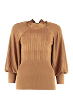 Load image into Gallery viewer, Knitted blouse with bow
