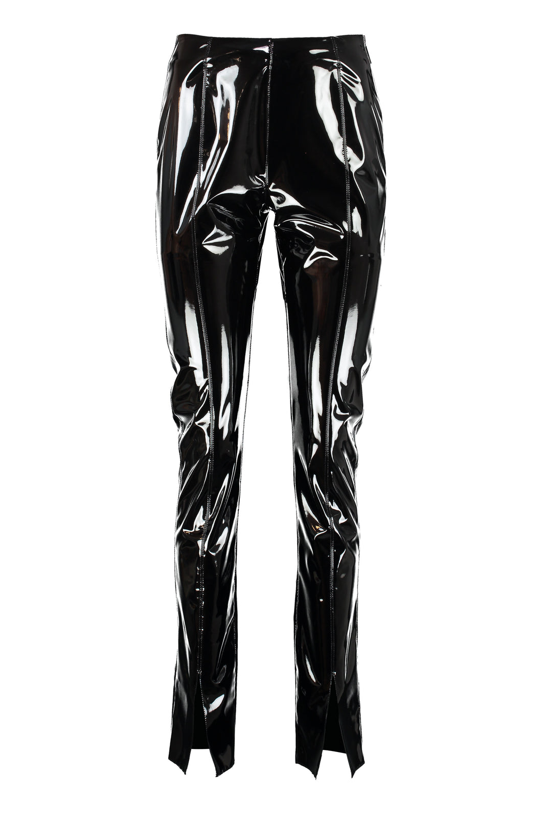 Stretch viscose trousers with flared hem