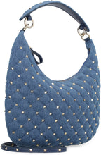 Load image into Gallery viewer, Valentino Garavani - Rockstud Spike denim hobo-bag
