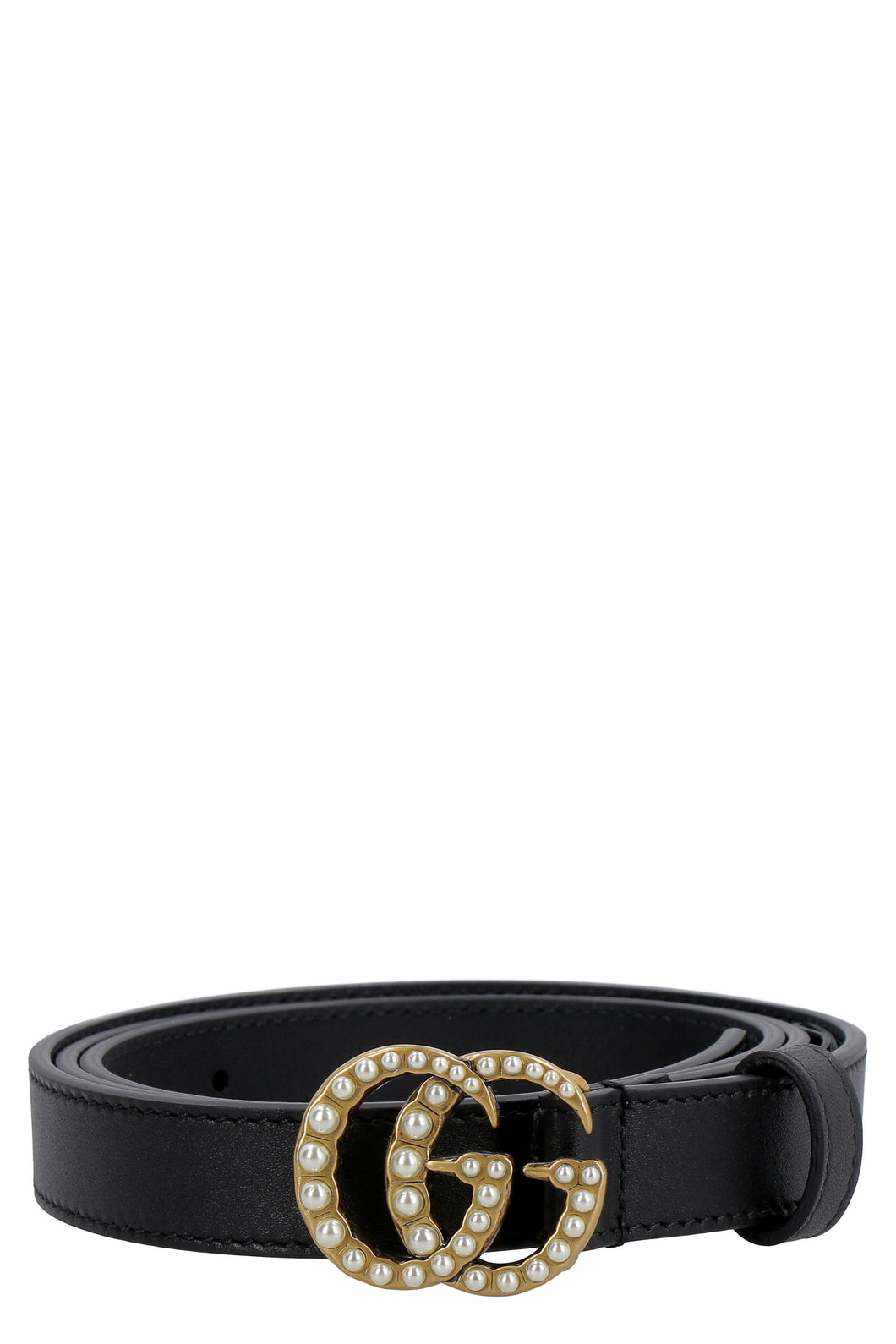 Leather belt with GG buckle