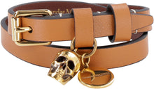 Load image into Gallery viewer, Skull charm leather double-wrap bracelet
