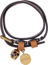Load image into Gallery viewer, Skull charm leather double-wrap bracelet
