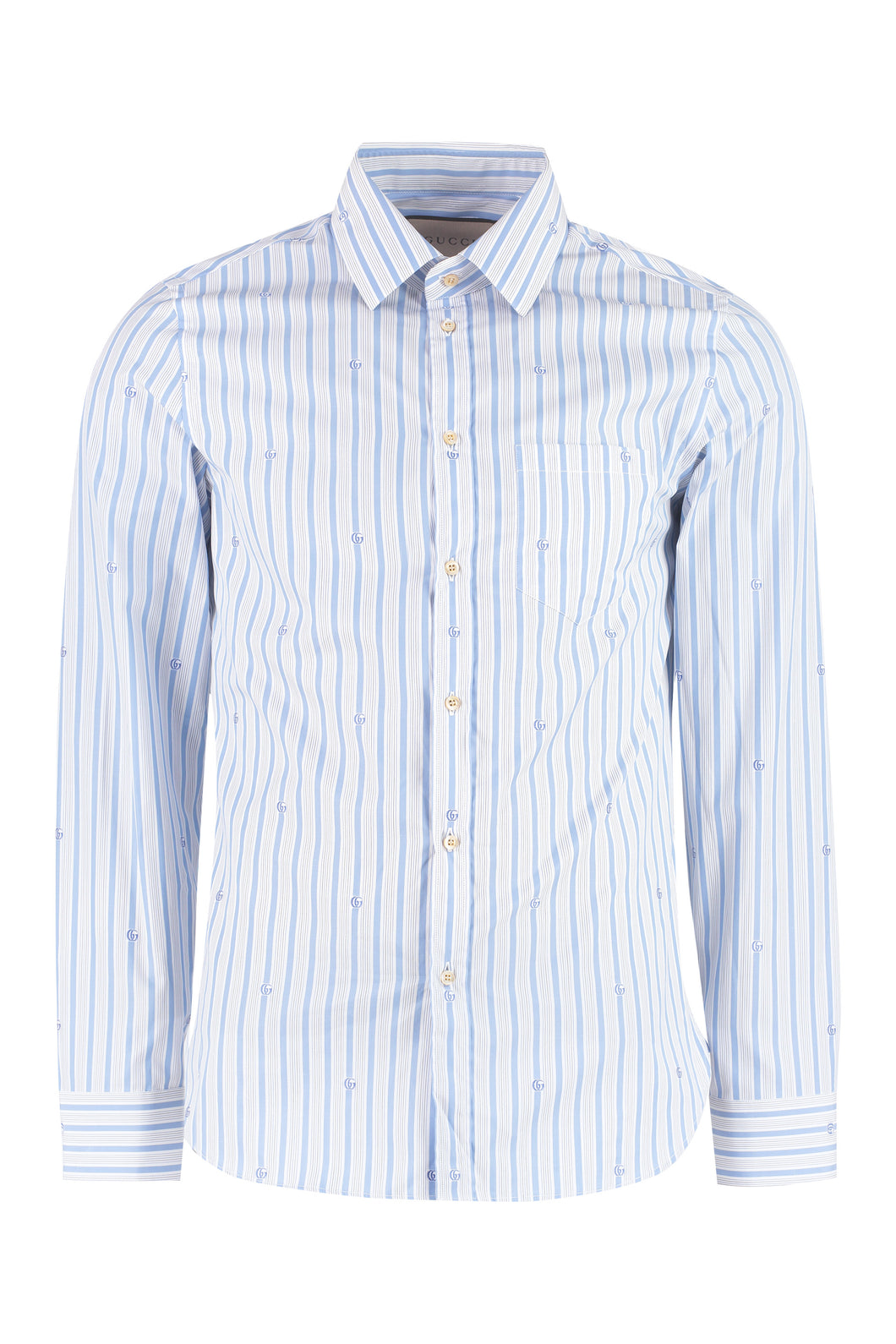 Embroidered striped cotton shirt