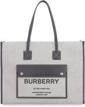 Load image into Gallery viewer, Freya medium fabric and leather tote
