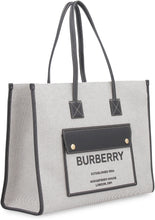 Load image into Gallery viewer, Freya medium fabric and leather tote
