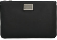 Load image into Gallery viewer, Logo detail flat leather pouch
