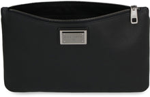 Load image into Gallery viewer, Logo detail flat leather pouch
