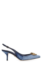Load image into Gallery viewer, Denim pointy-toe slingbacks
