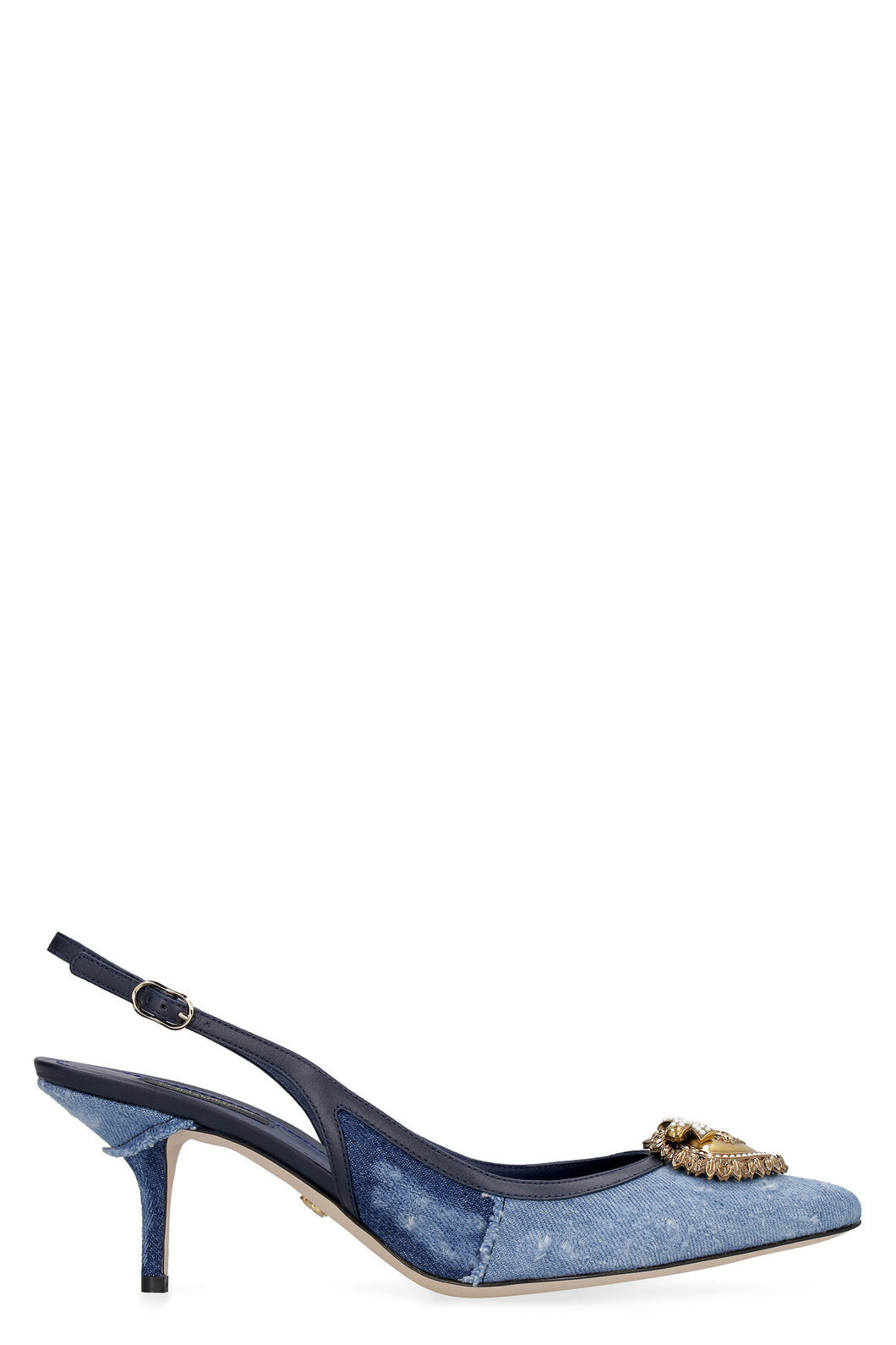 Denim pointy-toe slingbacks