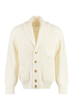 Load image into Gallery viewer, Merino wool cardigan with contrast buttons

