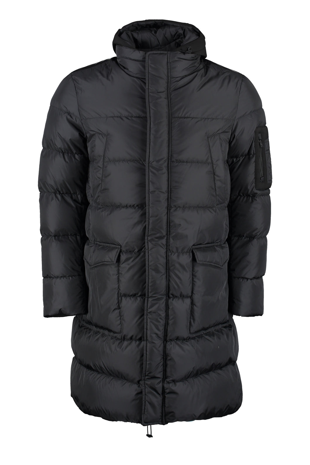 Long hooded down jacket
