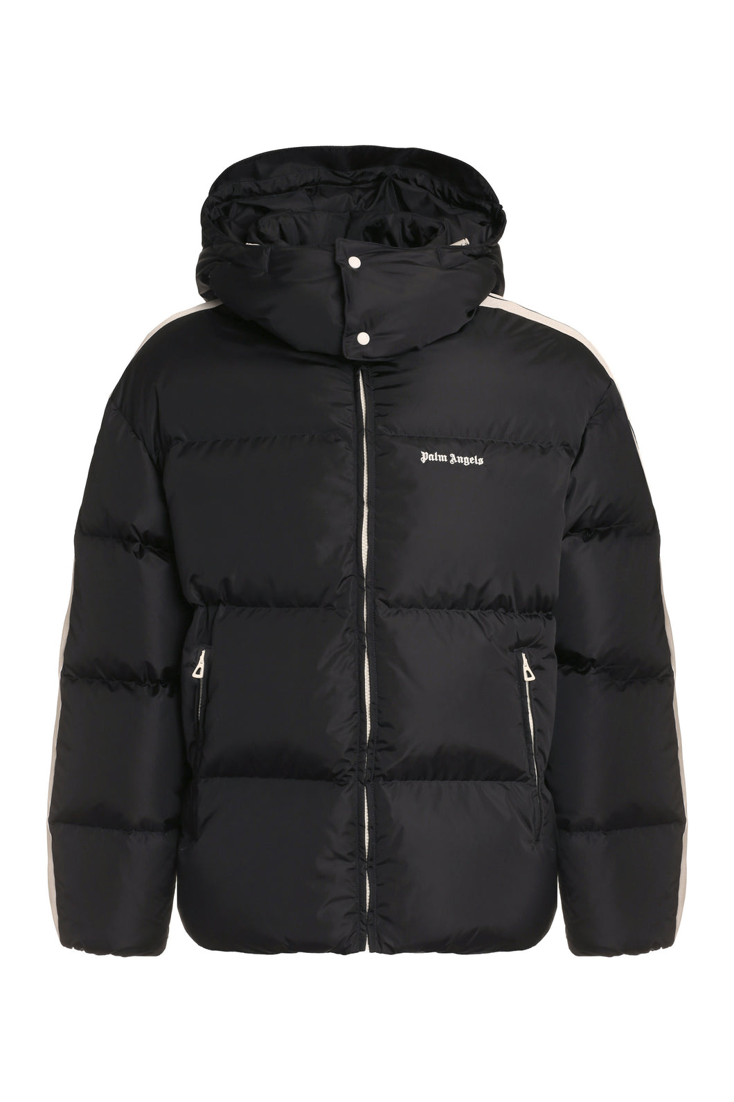 Hooded nylon down jacket