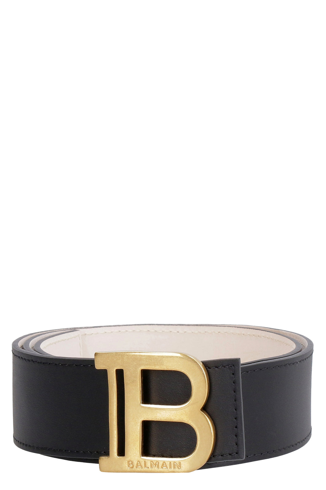 Logo buckle leather belt